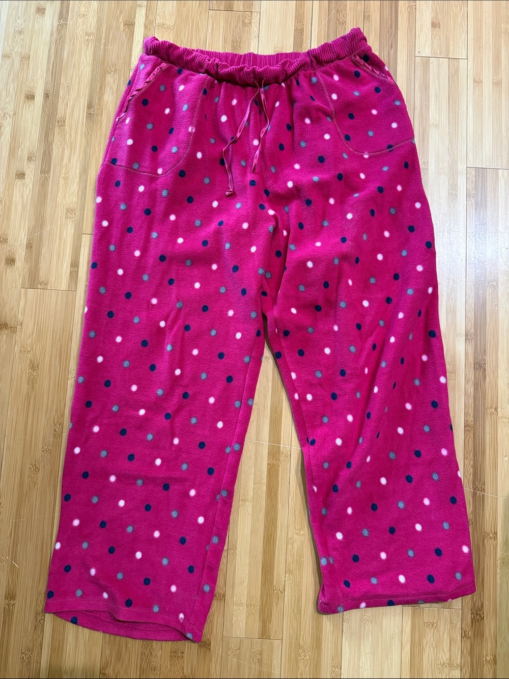 Fleece Pajama Pants - Magenta Polka Dot